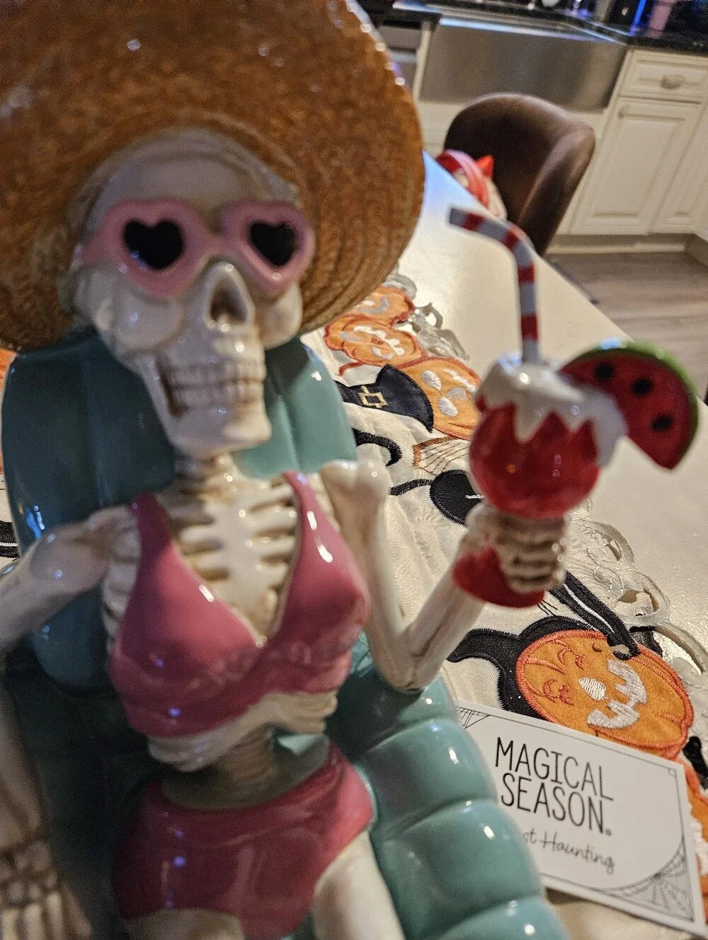 Magical Season Ghost Haunting Bikini Skeleton Lounge Chair Halloween Figurine